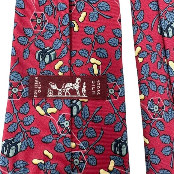 Rare Hermes Vintage‎ Leaf Vines Peanuts Gift Boxes Silk Whimsical Novelty Tie - Picture 6 of 8